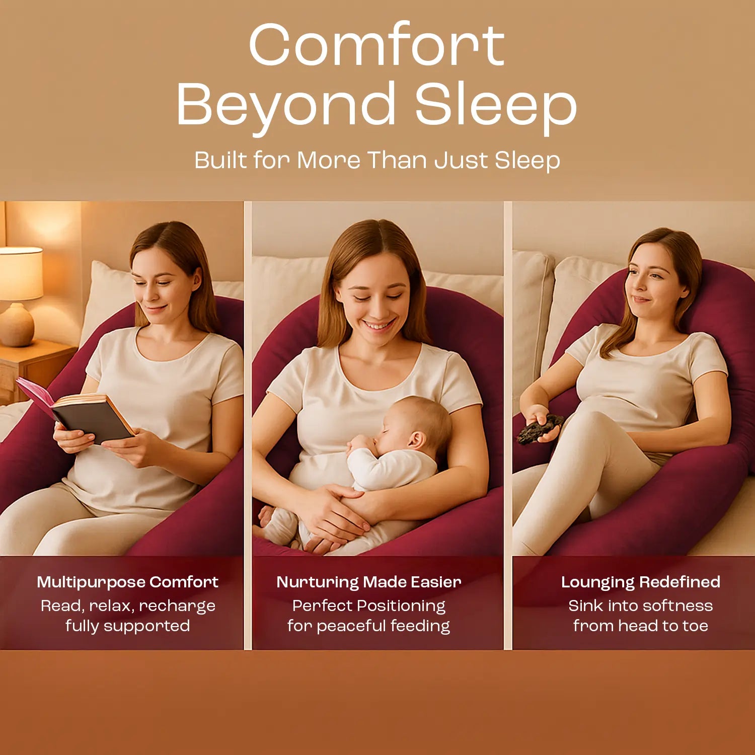 U-Shaped Pregnancy Pillow - Full Body Support & Comfort