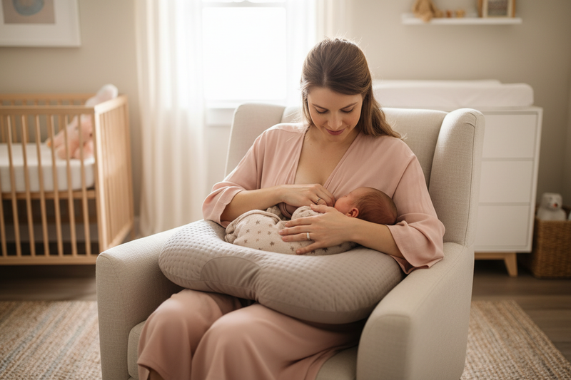 Mother Nursing with Pillow